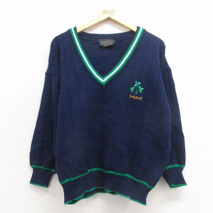クローバー 90s 長袖セーター Vネック ネイビー M | 古着