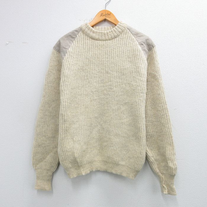 90s 長袖セーター ヒジ当て 生成り L | 古着