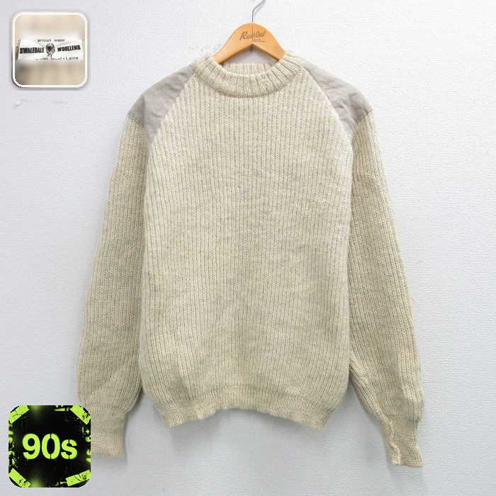90s 長袖セーター ヒジ当て 生成り L | 古着