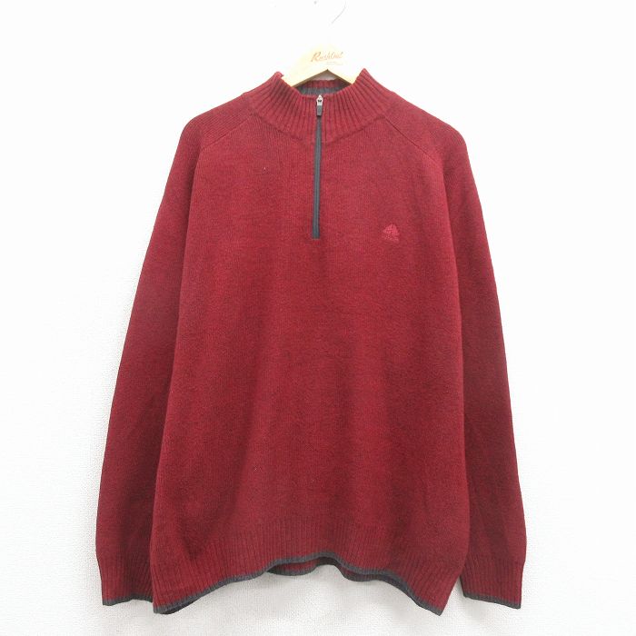 XL★古着 ナイキ NIKE ACG 長袖 ハーフジップ セーター メンズ ワンポイントロゴ ラグラン エンジ 26feb12