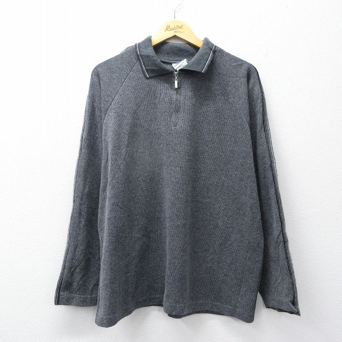 90s ハーフジップセーター 無地 グレー XL | 古着