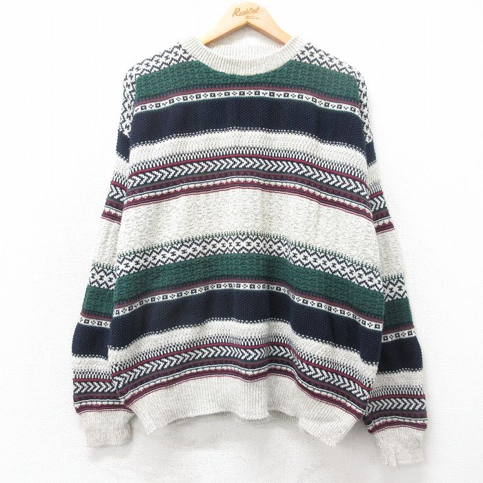 90s 長袖セーター フェアアイル グレー XL | 古着