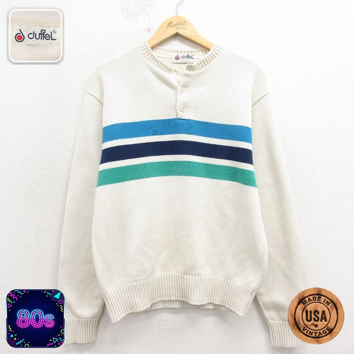 【50%OFF】80s 長袖セーター ストライプ 生成り M | 古着