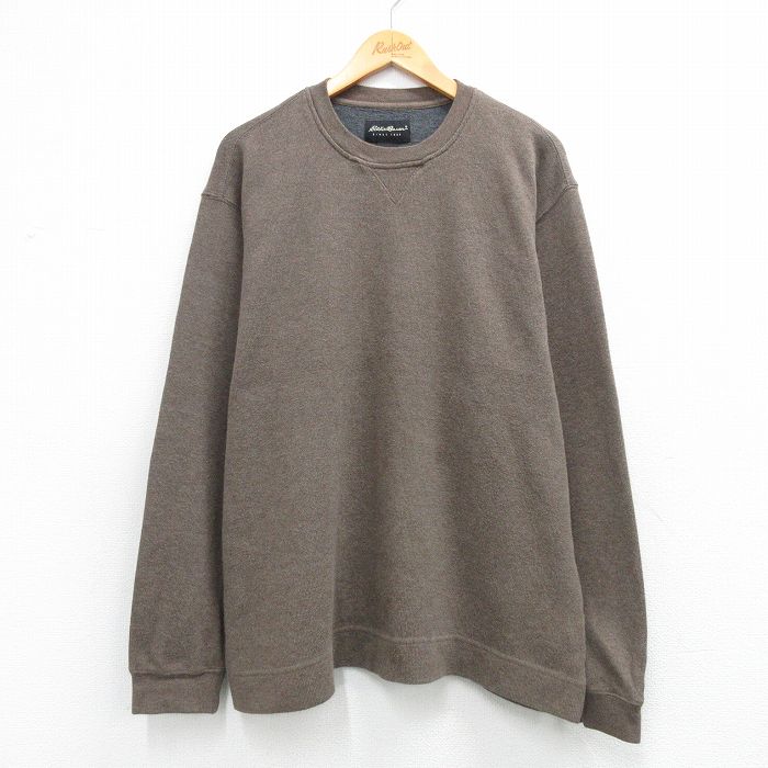 XL★古着 エディーバウアー 長袖 セーター メンズ 00年代 00s コットン クルーネック 茶 26mar04