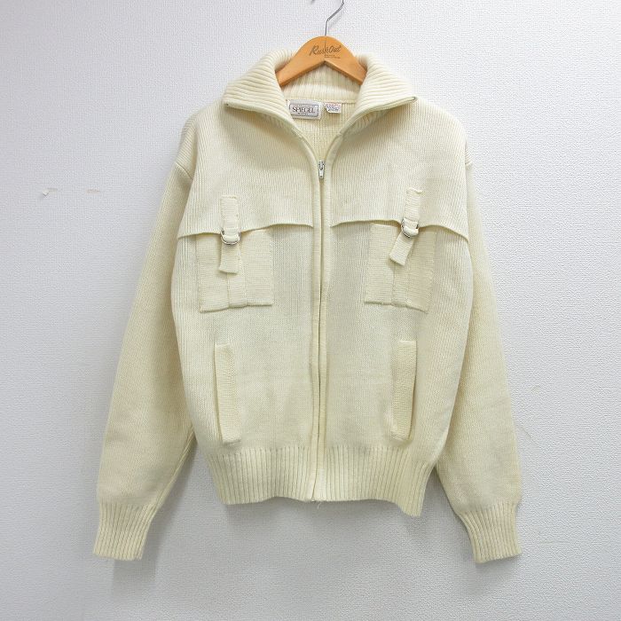 90s フルジップニットカーディガン イエロー L | 古着