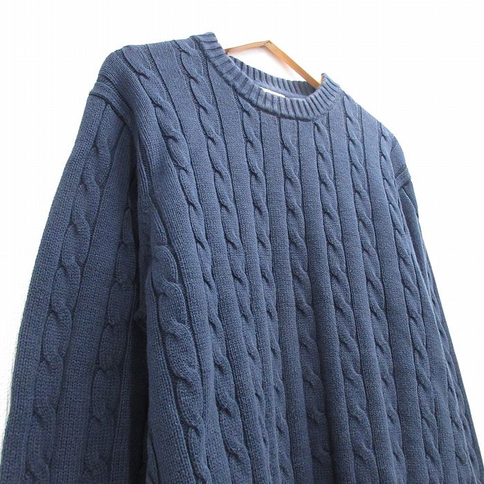 古着通販 XL☆古着 エルエルビーン 長袖 ケーブル セーター メンズ 00