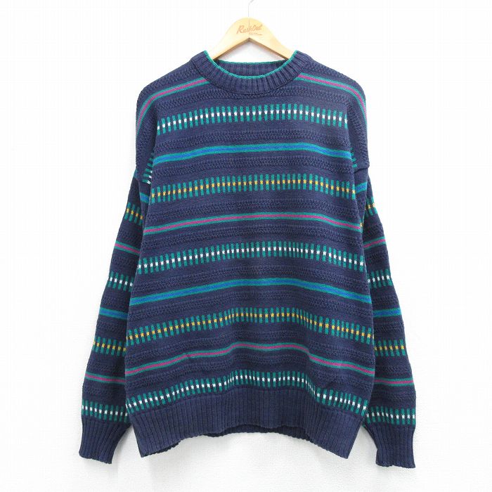 【20%OFF】90s 長袖セーター ネイビー XL | 古着
