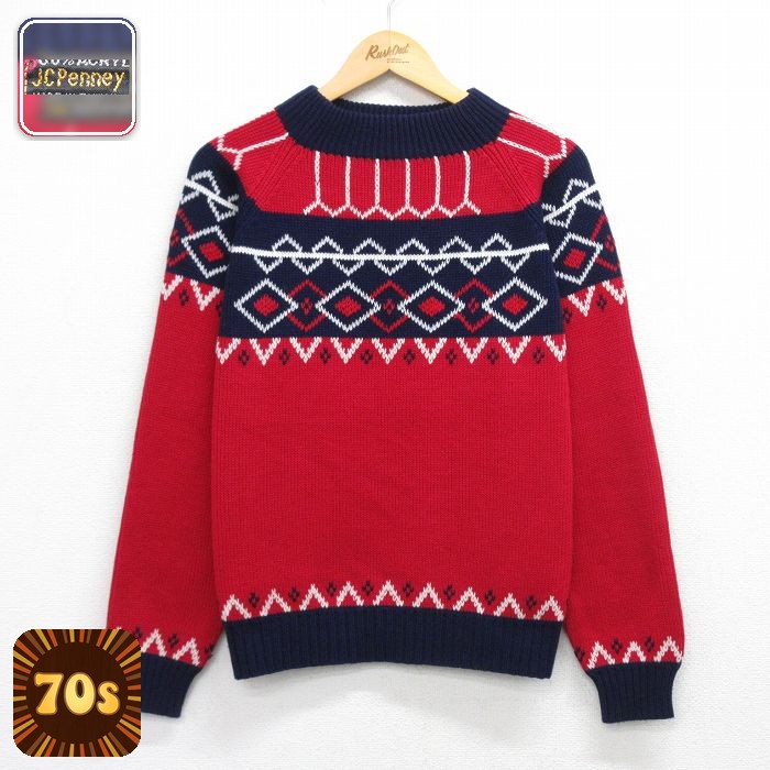 JCペニー 70s 長袖セーター レッド L | 古着