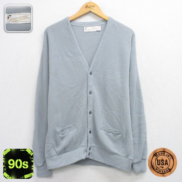 【50%OFF】アーノルドパーマー 90s 長袖ニットカーディガン グレー L | 古着