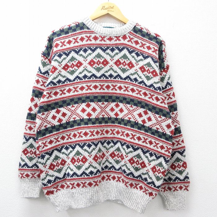 90s 長袖セーター フェアアイル グレー L | 古着