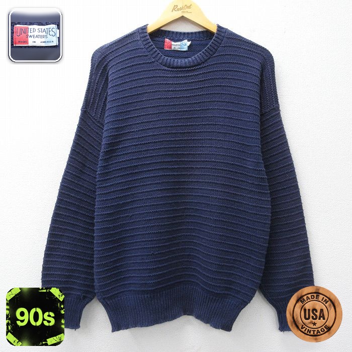 【50%OFF】90s 長袖セーター ネイビー L | 古着