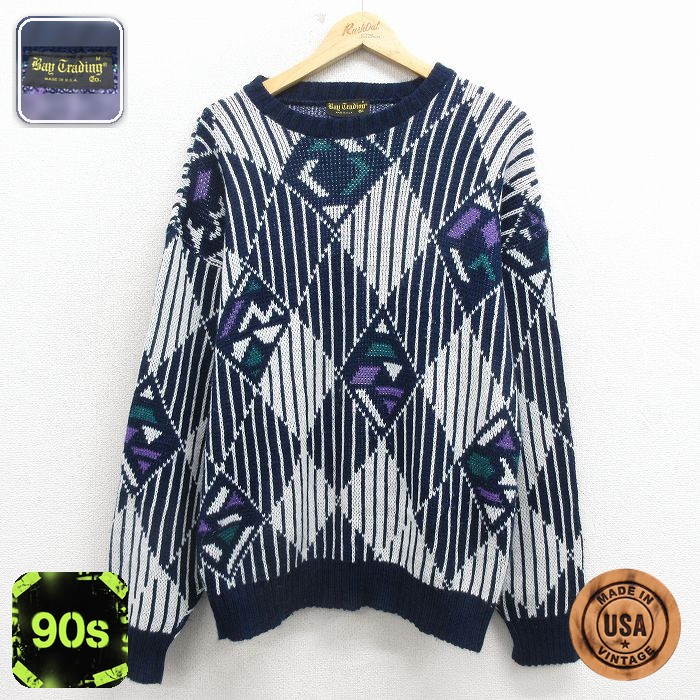 【20%OFF】90s 長袖セーター ネイビー M | 古着