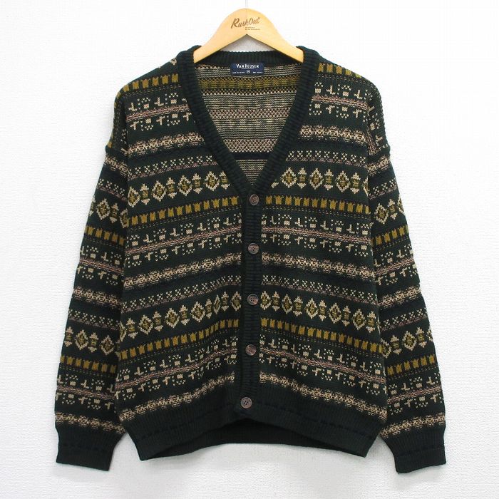 バンヒューセン 90s 長袖カーディガン フェアアイル グリーン メンズL相当 | 古着