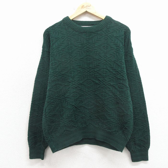 90s 長袖セーター ネイティブ柄 グリーン M | 古着