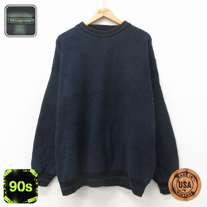 【20%OFF】90s 長袖セーター ブラック メンズXL相当 | 古着
