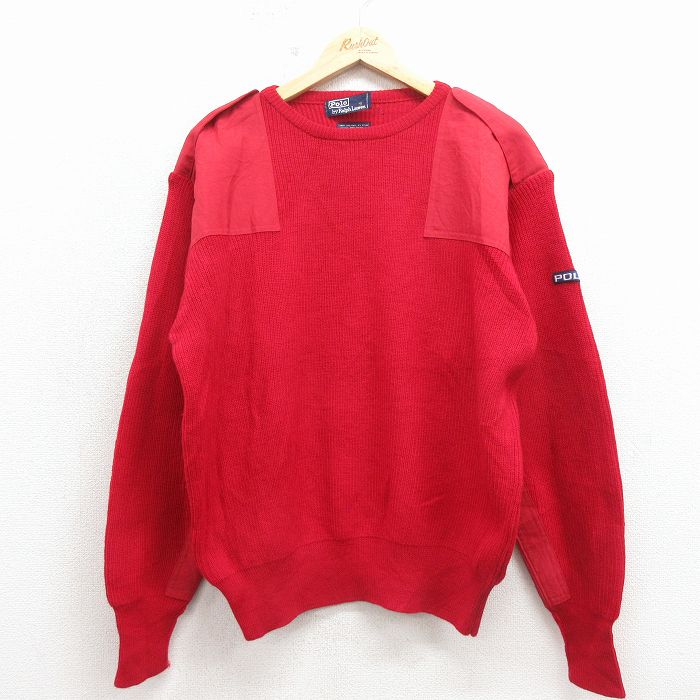 ラルフローレン 90s 長袖セーター ヒジ当て レッド XL | 古着