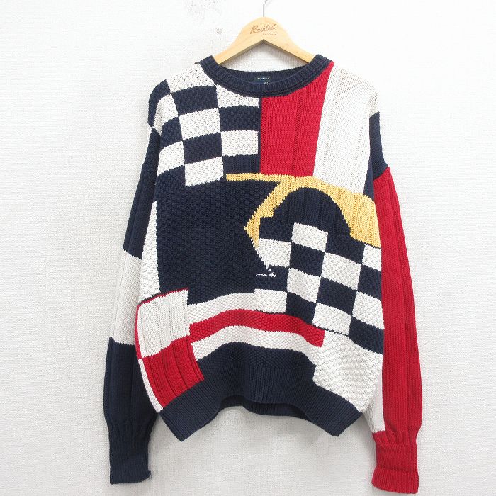 ノーティカ 90s 長袖セーター 手編み マルチカラー XL | 古着