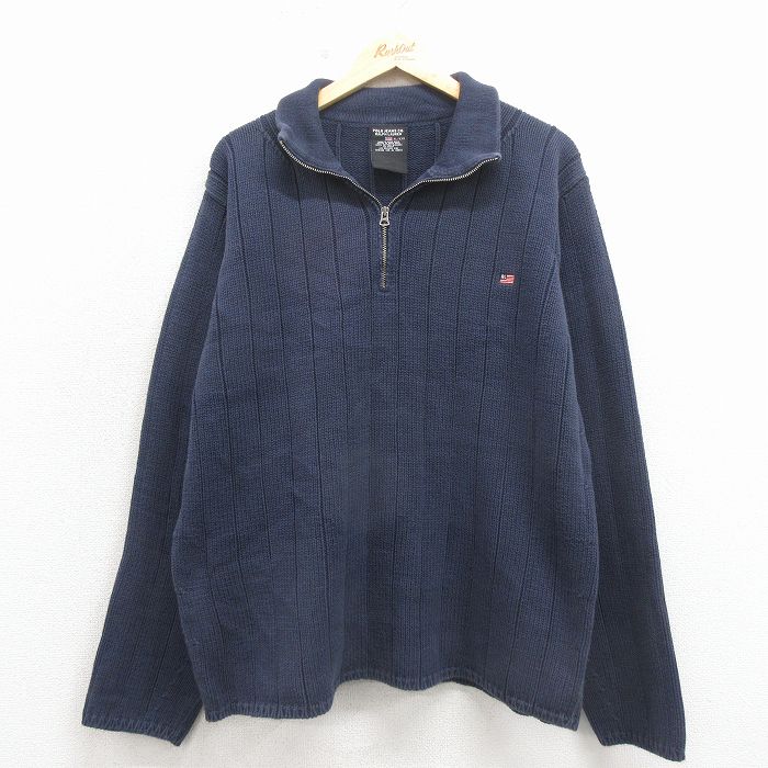 ラルフローレン ハーフジップセーター ワンポイントロゴ ネイビー XL | 古着