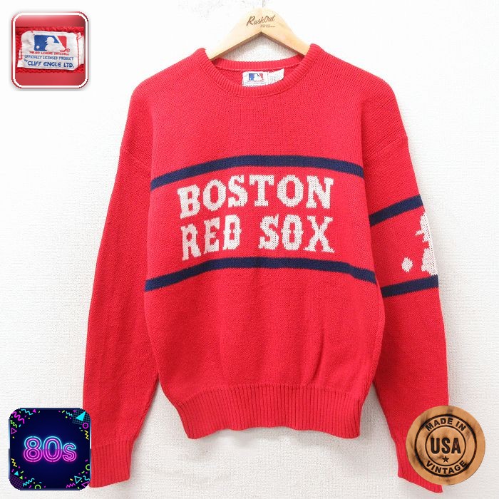 【20%OFF】MLB ボストンレッドソックス 80s 長袖セーター メジャーリーグ レッド メンズM相当 | 古着