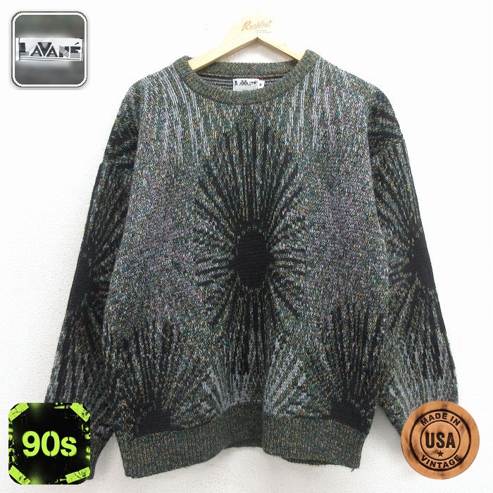 【20%OFF】90s 長袖セーター グリーン メンズM相当 | 古着