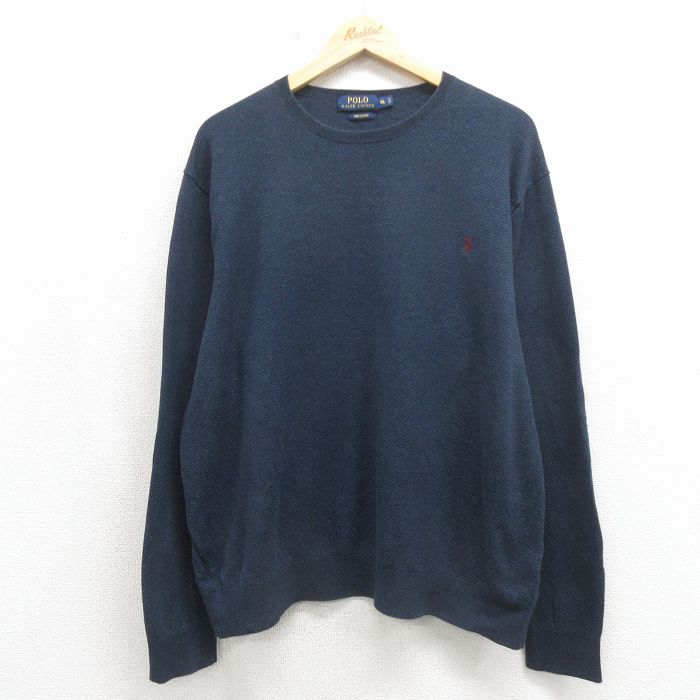 ラルフローレン 長袖セーター ワンポイントロゴ ネイビー XL | 古着