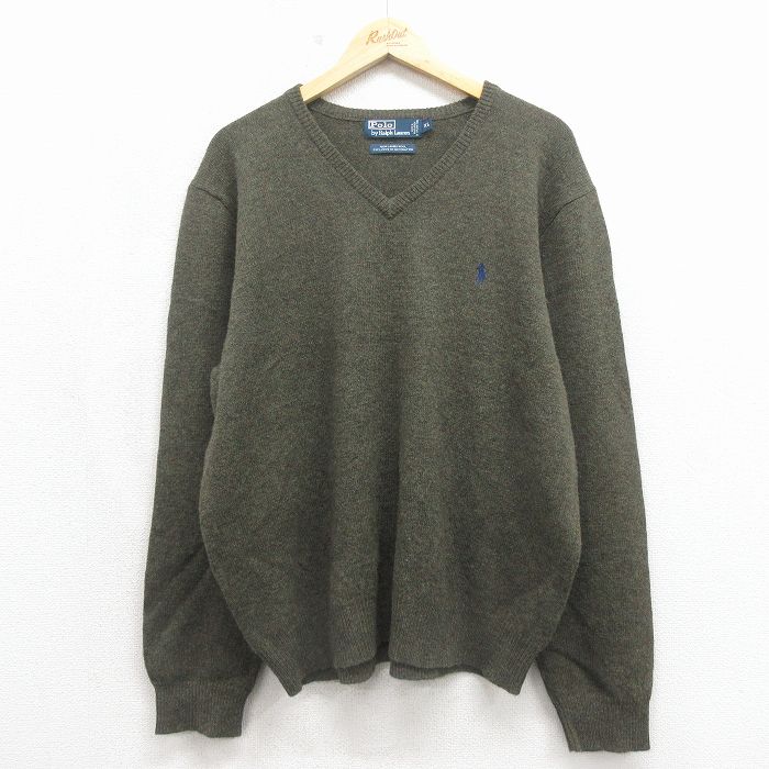 ラルフローレン 90s 長袖セーター ワンポイントロゴ カーキ XL | 古着