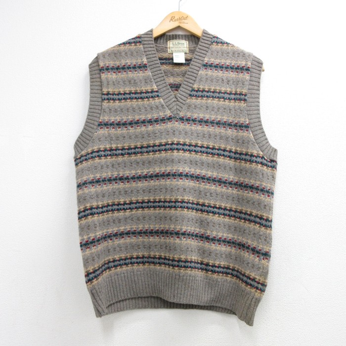 エルエルビーン 80s ニットベスト フェアアイル ベージュ メンズM相当 | 古着