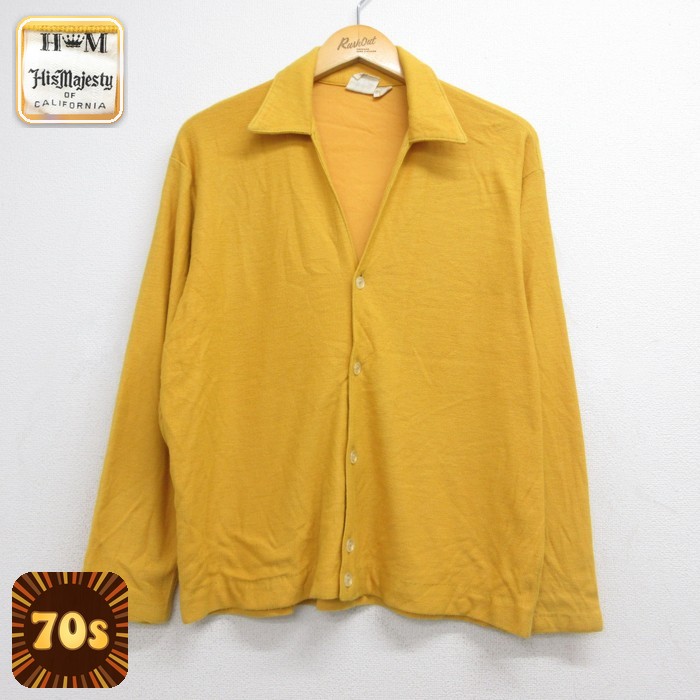 His Majesty 70s 長袖シャツ オープンカラー イエロー メンズL相当 | 古着