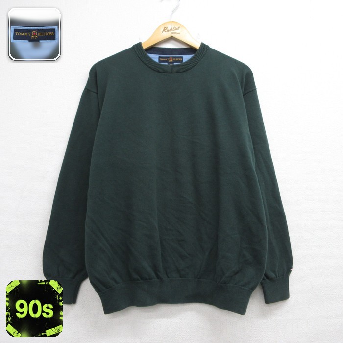 トミーヒルフィガー 90s 長袖セーター グリーン メンズL相当 | 古着