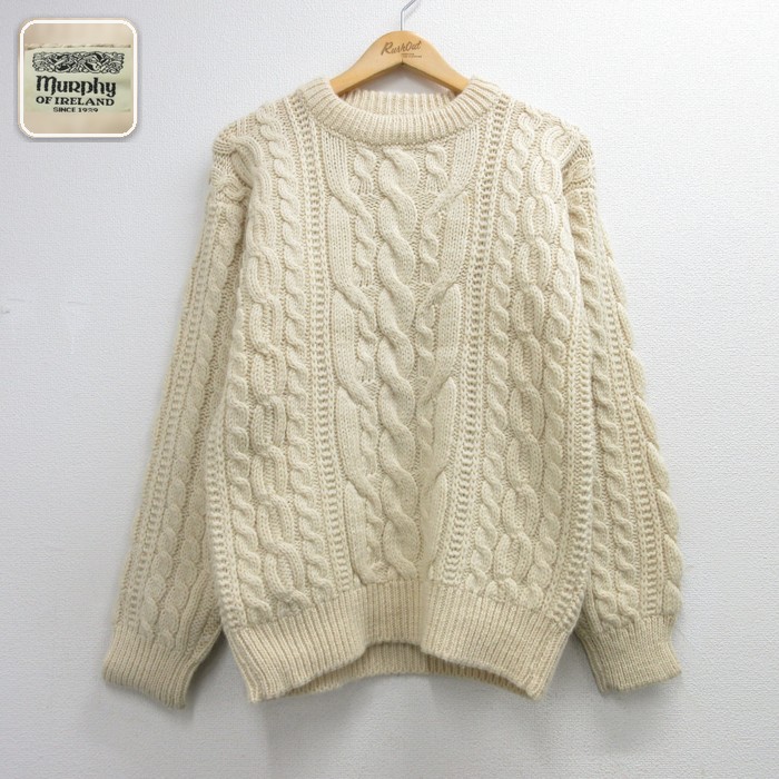 Murphy OF IRELAND 長袖セーター ケーブルニット ベージュ メンズM相当 | 古着