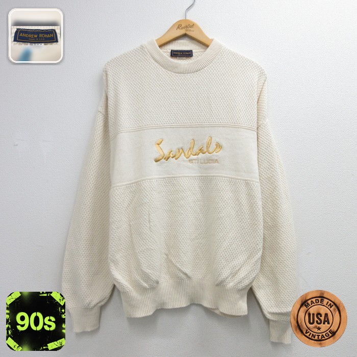 ANDREW ROHAN 90s 長袖セーター ST.LUCIA ベージュ メンズL相当 | 古着