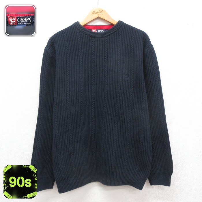ラルフローレン 90s 長袖セーター ネイビー メンズXL相当 | 古着