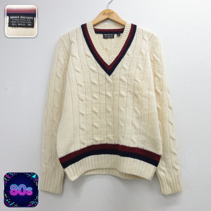 ブルックスブラザーズ 80s 長袖セーター ケーブルニット ベージュ メンズM相当 | 古着
