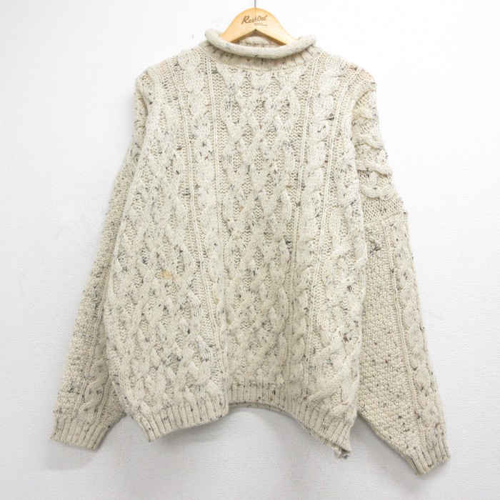 古着通販 XL☆古着 長袖 セーター メンズ 90年代 90s アラン