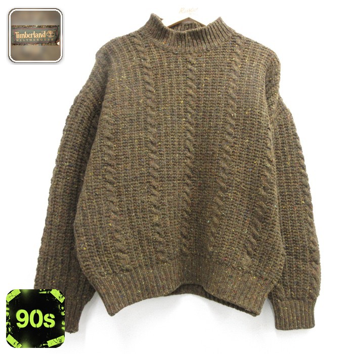 ティンバーランド 90s ケーブルニット 霜降り ブラウン メンズL相当 | 古着