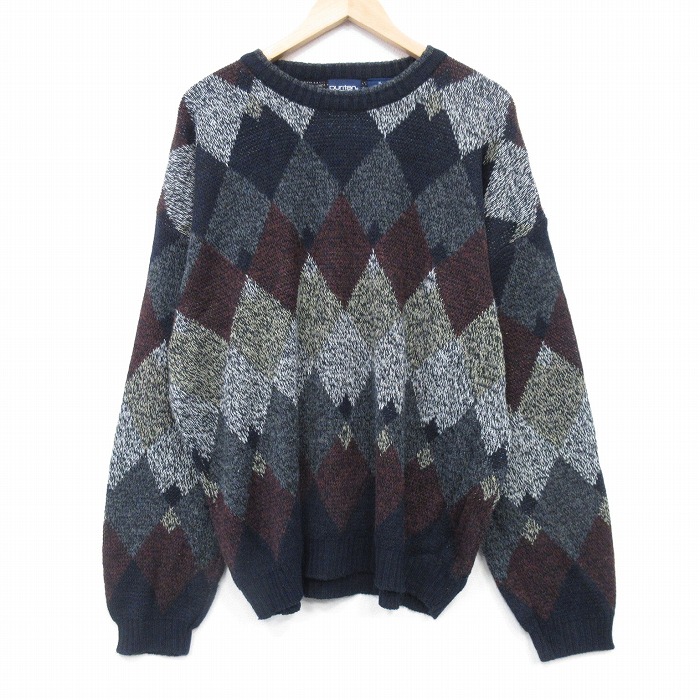 XL★古着 ピューリタン 長袖 セーター メンズ 00年代 00s 大きいサイズ アクリル クルーネック 濃グレー他 26jan23