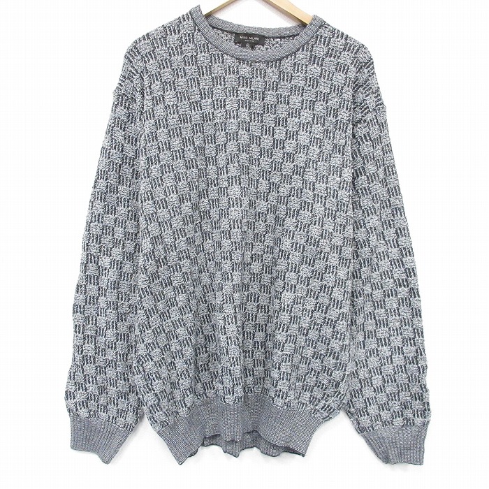 XL★古着 長袖 セーター メンズ クルーネック イタリア製 薄グレー他 26jan27