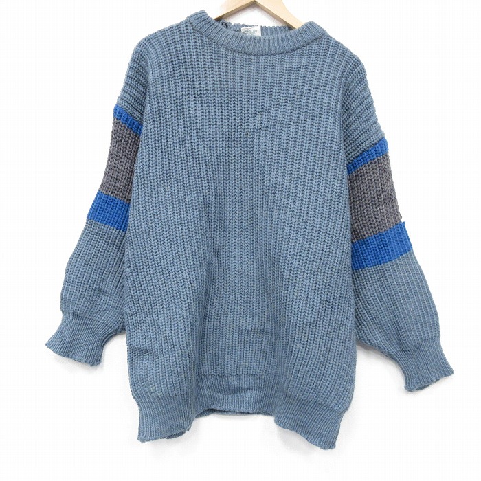90s 長袖セーター 手織り ネイビー L | 古着