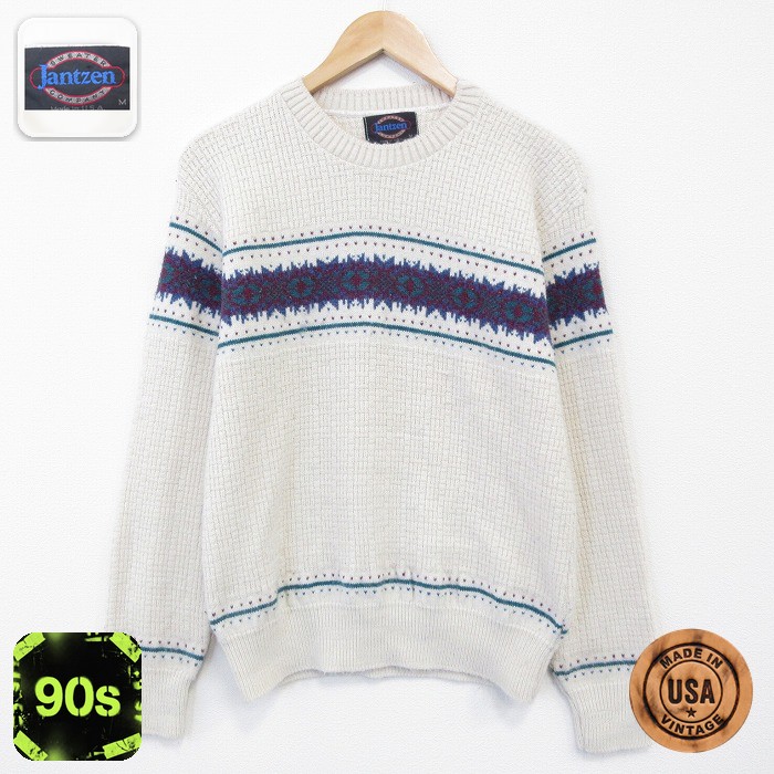 【50%OFF】ジャンセン 90s 長袖セーター ホワイト M | 古着