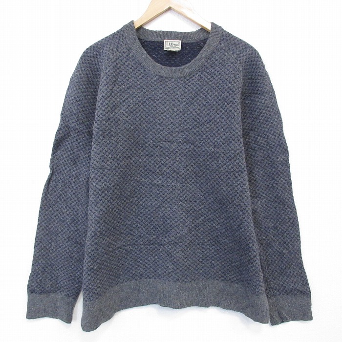 XL★古着 エルエルビーン 長袖 セーター メンズ 00年代 00s ラムウール クルーネック グレー 26jan29