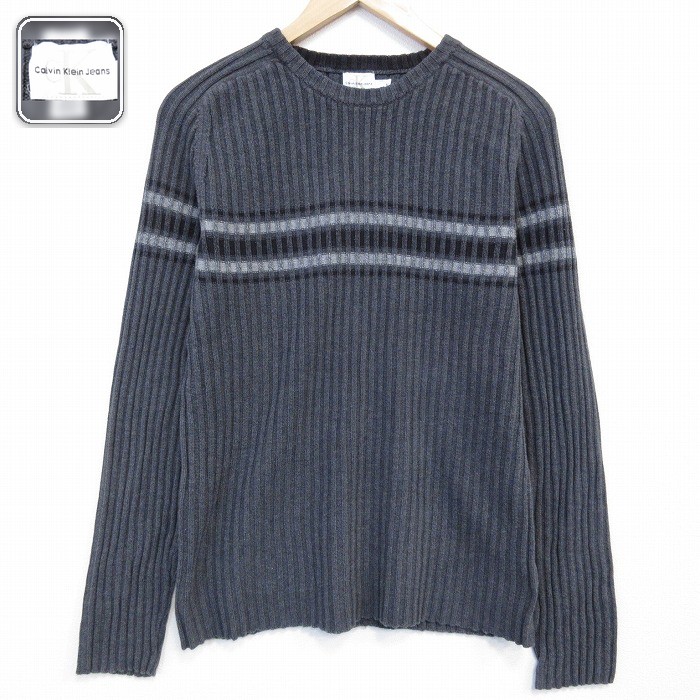 【50%OFF】カルバンクライン 長袖セーター ラグラン グレー S | 古着