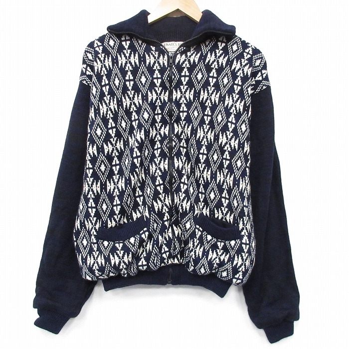 【20%OFF】00s フルジップニットカーディガン ネイビー L | 古着
