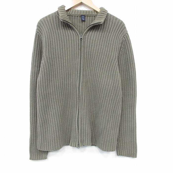 XL★古着 ギャップ GAP 長袖 フルジップ ドライバーズ ニット カーディガン メンズ コットン 薄緑 26jan30
