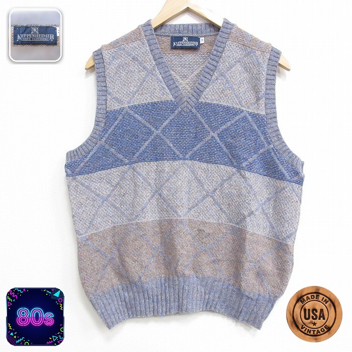 【50%OFF】80s ニットベスト ネイビー M | 古着