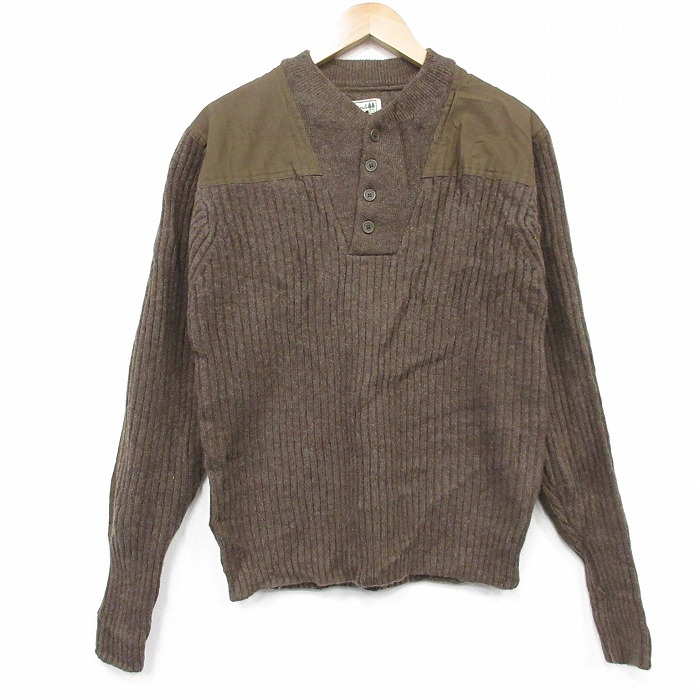 L★古着 エルエルビーン 長袖 コマンド セーター メンズ 00年代 00s ヒジ当て メリノウール ヘンリーネック こげ茶【spe】 26feb16