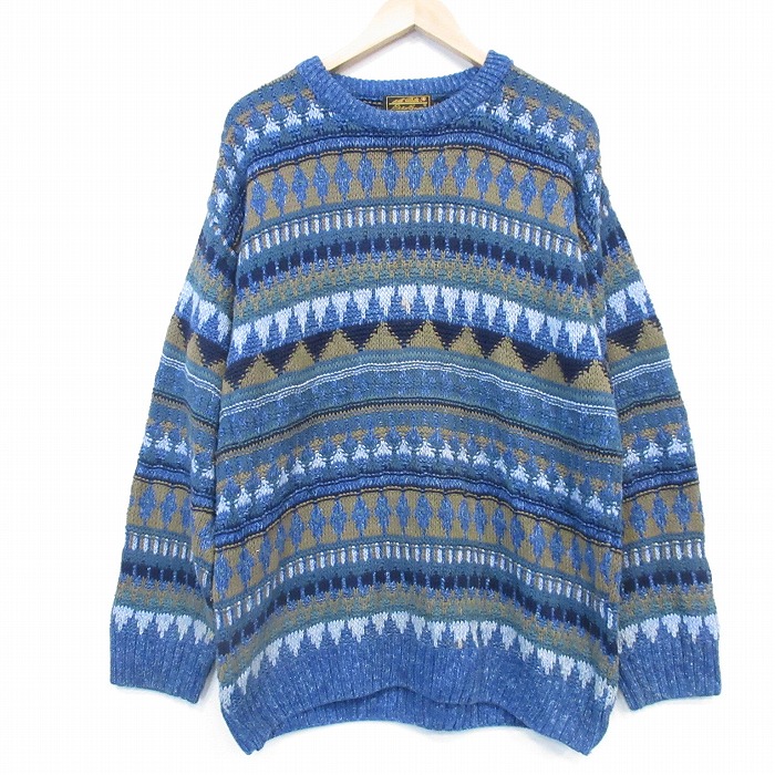 長袖セーター ボーダー ネイビー L | 古着