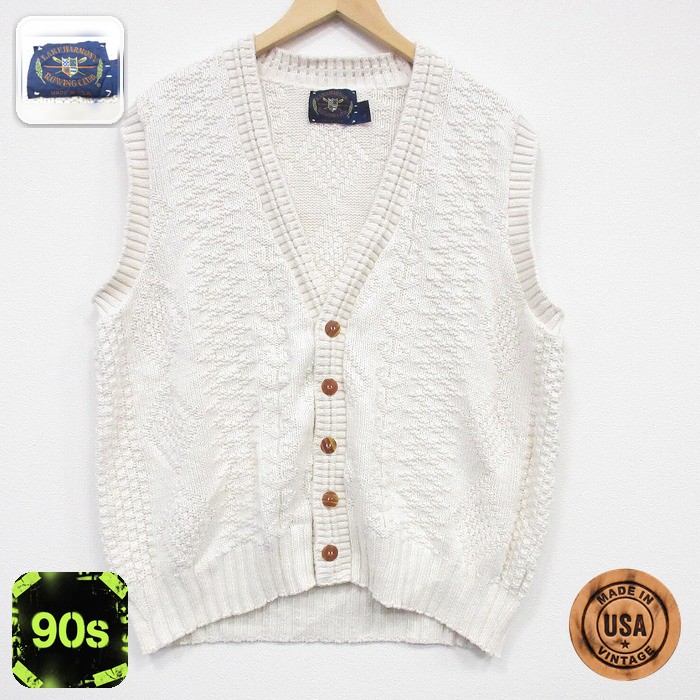 【50%OFF】90s ニットベスト ホワイト XL | 古着