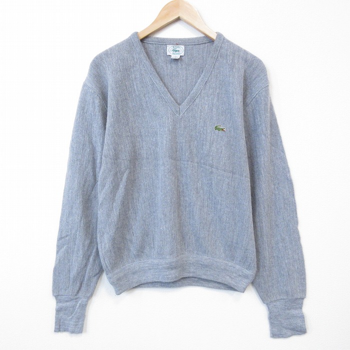 【20%OFF】ラコステ 90s 長袖セーター ワンポイントロゴ グレー L | 古着