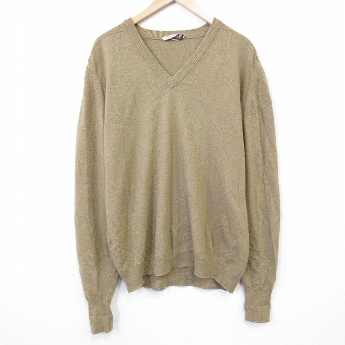 【20%OFF】イングランド製 80s 長袖セーター Vネック ベージュ L | 古着