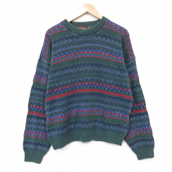 90s 長袖セーター フェアアイル グリーン メンズL相当 | 古着